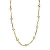 D'Joy AA Natürlicher, äthiopischer Welo Opal Halskette ca. 45 cm + 5 cm Extender, 925 Silber 750 Gelbgold Vermeil ca. 3,11 ct.