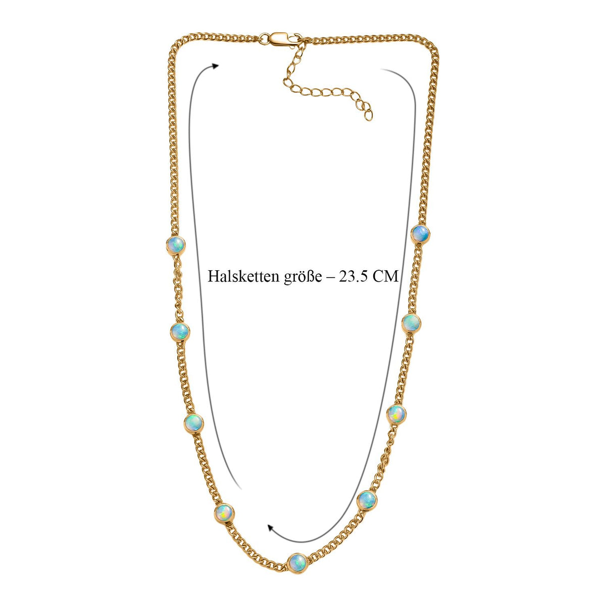 D'Joy AA Natürlicher, äthiopischer Welo Opal Halskette ca. 45 cm + 5 cm Extender, 925 Silber 750 Gelbgold Vermeil ca. 3,11 ct.