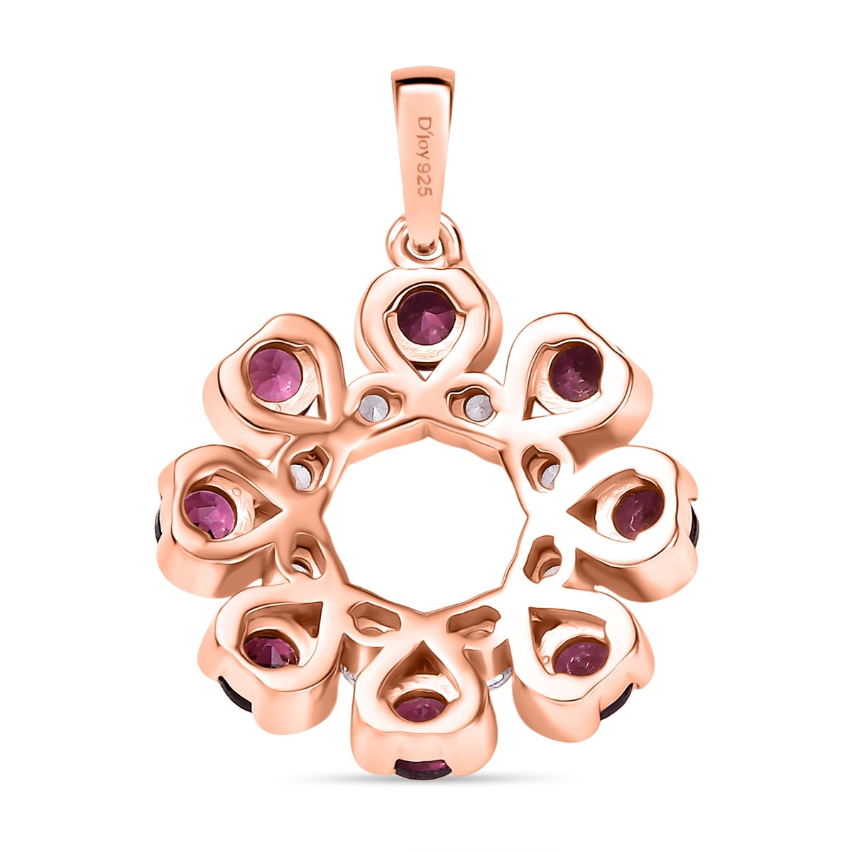 D'Joy natürlicher Rhodolith Granat und Zirkon Anhänger, 925 Silber 750 rosévergoldet - 2,56 ct.
