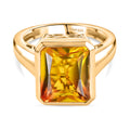 D'Joy Sphaleros Quarz Ring 925 Silber 750 Gelb Vergoldet (Größe 17.00) ca. 6,27 ct