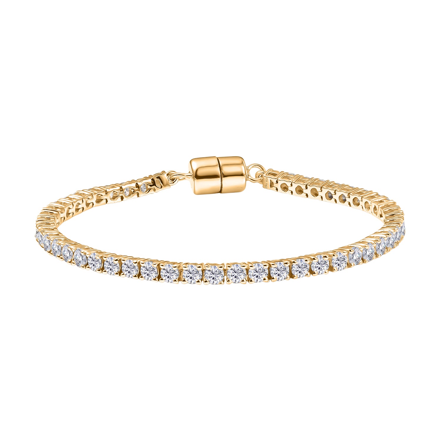 D'Joy Moissanit 18cm Armband, 925 Silber 750 Gelbgold Vermeil - 4,95 ct.