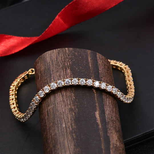 D'Joy Moissanit 18cm Armband, 925 Silber 750 Gelbgold Vermeil - 4,95 ct.