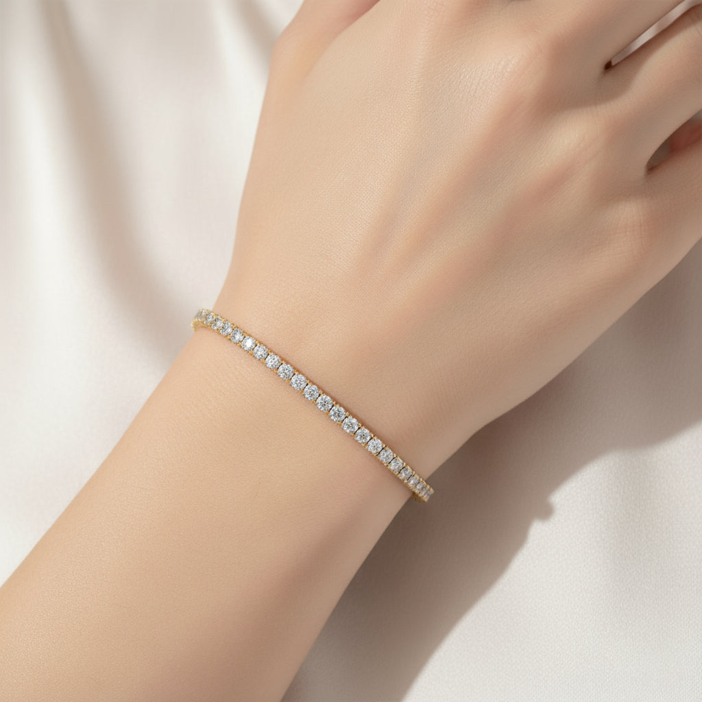 D'Joy Moissanit 18cm Armband, 925 Silber 750 Gelbgold Vermeil - 4,95 ct.