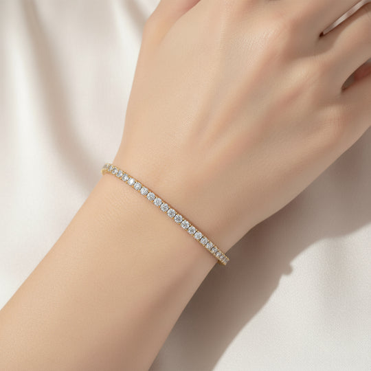 D'Joy Moissanit 18cm Armband, 925 Silber 750 Gelbgold Vermeil - 4,95 ct.