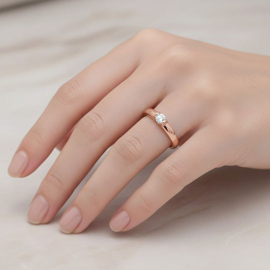 LUXURIANT DIAMOND - Lab Grown Diamant VS-EF Ring 925 Silber 750 Gelbgold Vermeil (Größe 19.00) ca. 0.20 ct