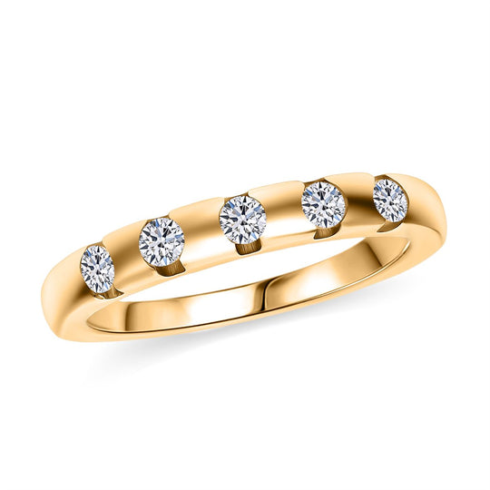 LUXURIANT DIAMOND - Lab Grown Diamant SI-GH Ring 925 Silber 750 Gelbgold Vermeil (Größe 18.00) ca. 0.50 ct
