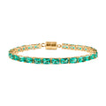 LUXURIANT AAA Labor kolumbianisches Smaragd 19cm Armband, 925 Silber 750 Gelbgold Vermeil - 12,87 ct.