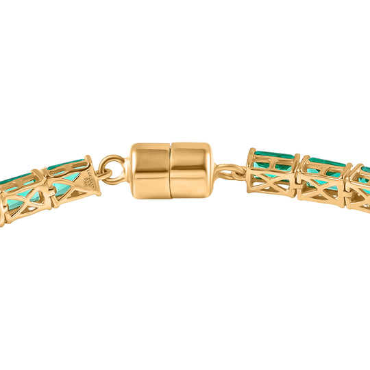 LUXURIANT - AAA Lab Grown Kolumbianischer Smaragd Armband ca. 19 cm 925 Silber 750 Gelbgold Vermeil ca. 12.87 ct