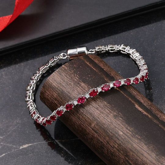 MÜNCHEN CLOSE OUT - D'Joy Cruzeiro Blush Turmalin, Moissanit Armband ca. 19 cm 925 Silber rhodiniert ca. 5.24 ct