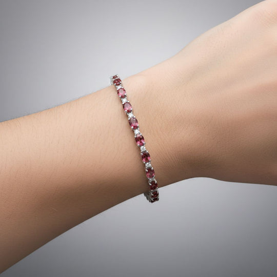 MÜNCHEN CLOSE OUT - D'Joy Cruzeiro Blush Turmalin, Moissanit Armband ca. 19 cm 925 Silber rhodiniert ca. 5.24 ct