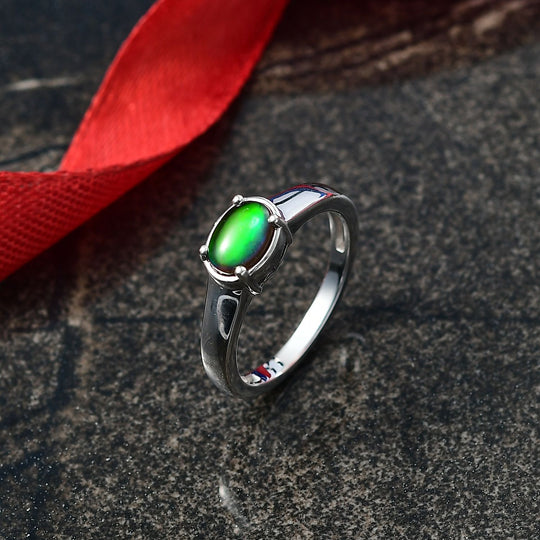 D'Joy Kanadischer Ammolit Ring 925 Silber platiniert (Größe 21.00) ca. 0.87 ct