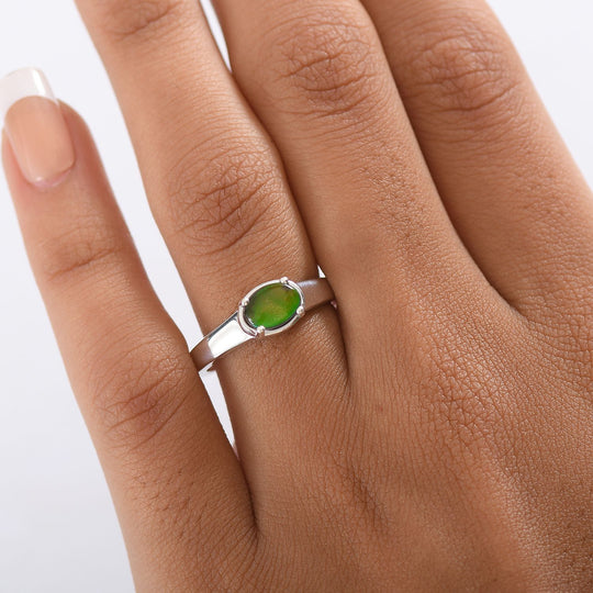D'Joy Kanadischer Ammolit Ring 925 Silber platiniert (Größe 21.00) ca. 0.87 ct