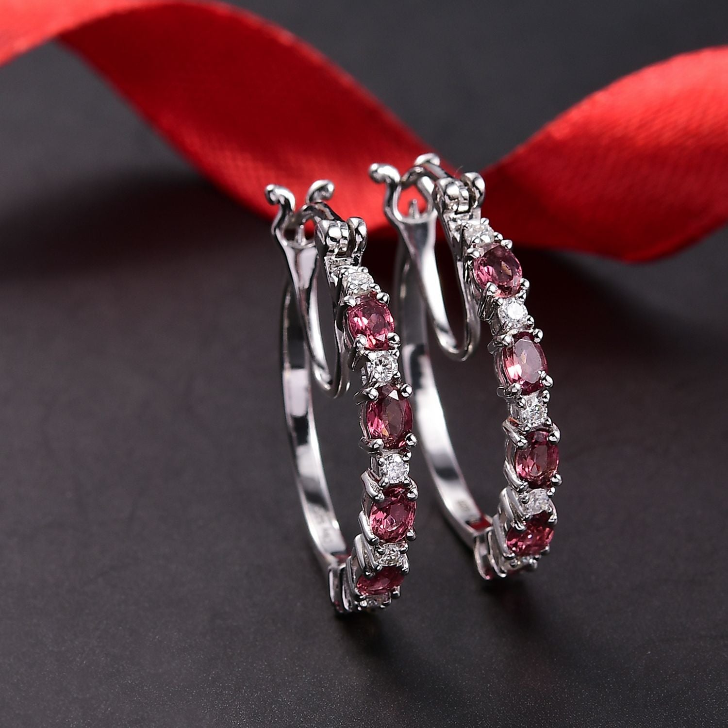 MÜNCHEN CLOSE OUT - D'Joy Cruzeiro Blush Turmalin, Moissanit Ohrringe 925 Silber rhodiniert ca. 1.85 ct