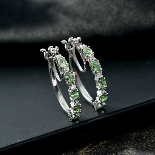 MÜNCHEN CLOSE OUT - D'Joy Tsavorite Granat, Moissanit Ohrringe 925 Silber rhodiniert ca. 2.00 ct