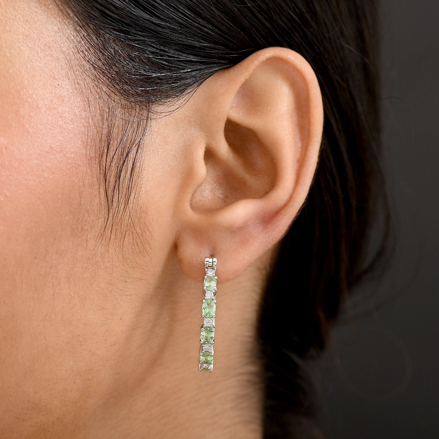 MÜNCHEN CLOSE OUT - D'Joy Tsavorite Granat, Moissanit Ohrringe 925 Silber rhodiniert ca. 2.00 ct
