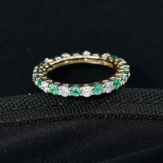 LUXURIANT DIAMOND - Lab Grown Diamant SI-GH, Kolumbianischer Smaragd AGI zertifiziert Ring 417 Gold (Größe 19.00) ca. 1.46 ct