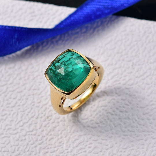 D'Joy Smaragd-Quarz Triplette Ring 925 Silber (Größe 19.00) ca. 9.94 ct
