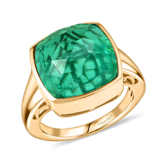 D'Joy Smaragd-Quarz Triplette Ring 925 Silber (Größe 19.00) ca. 9.94 ct