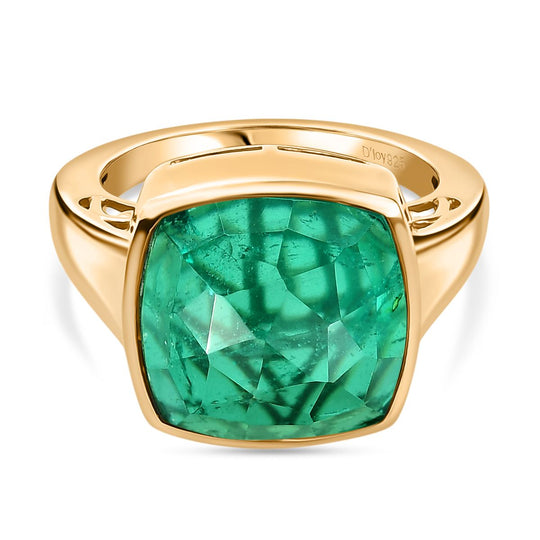 D'Joy Smaragd-Quarz Triplette Ring 925 Silber (Größe 19.00) ca. 9.94 ct