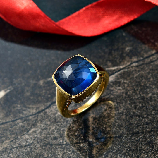 D'Joy Ceylon-Sapphire-Quarz Triplette Ring 925 Silber (Größe 20.00) ca. 9.99 ct