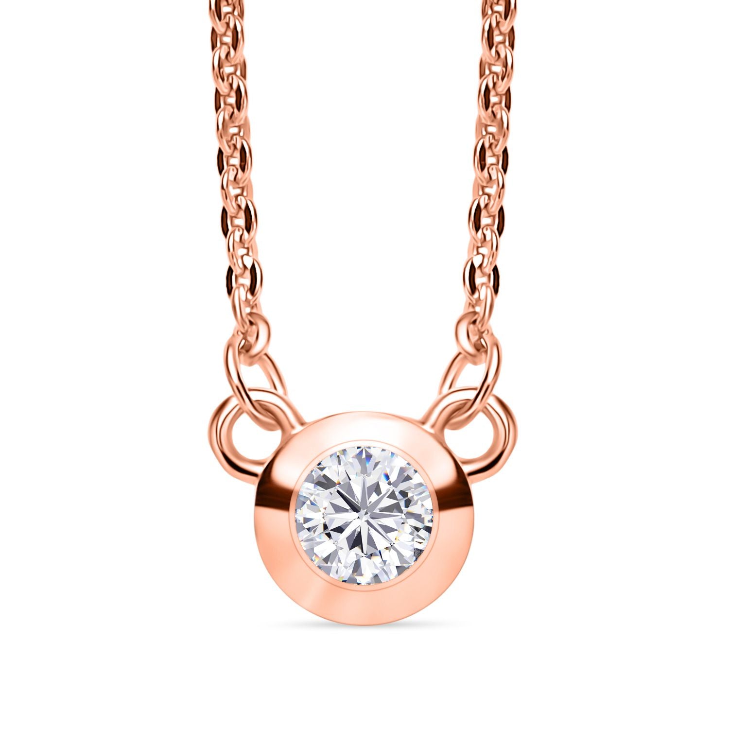 LUXURIANT SI-GH Labor Diamant 45cm Halskette, 925 Silber 750 Roségold Vermeil - 0,20 ct.