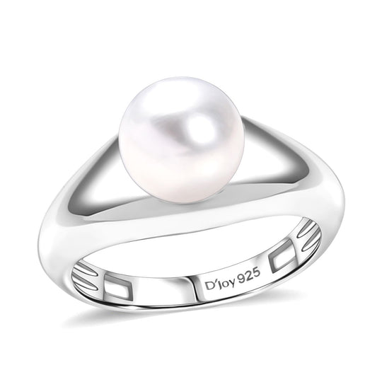 D'Joy Süßwasser Perle (8-8,5mm) Ring, 925 Silber platiniert