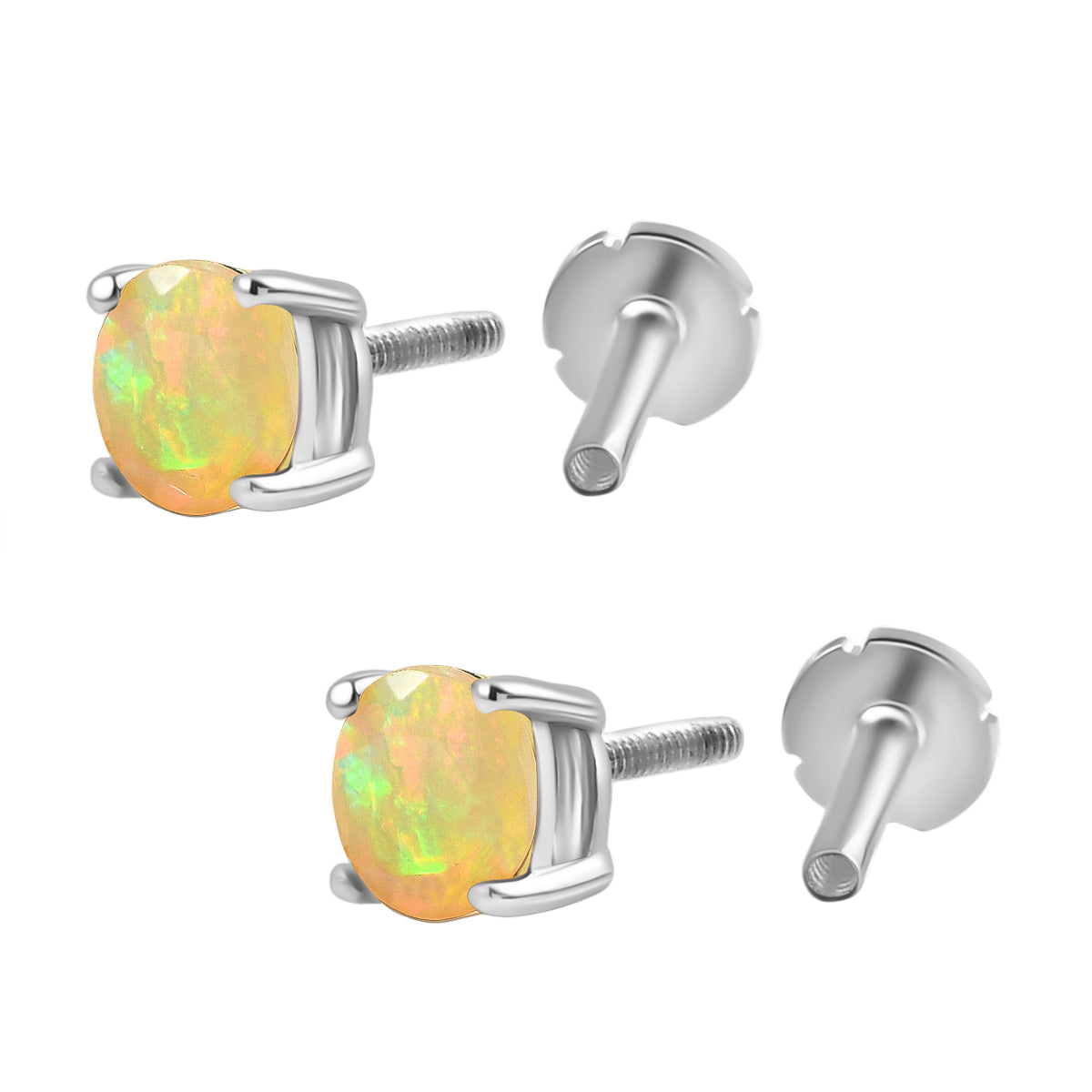 Natürlicher, äthiopischer Welo Opal Ohrringe 925 Silber Rhodiniert ca. 0.64 ct