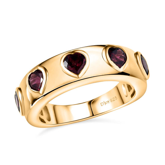 D'Joy AA Natürlicher Rhodolith Granat Ring 925 Silber 750 Gelb Vergoldet (Größe 20.00) ca. 1.57 ct