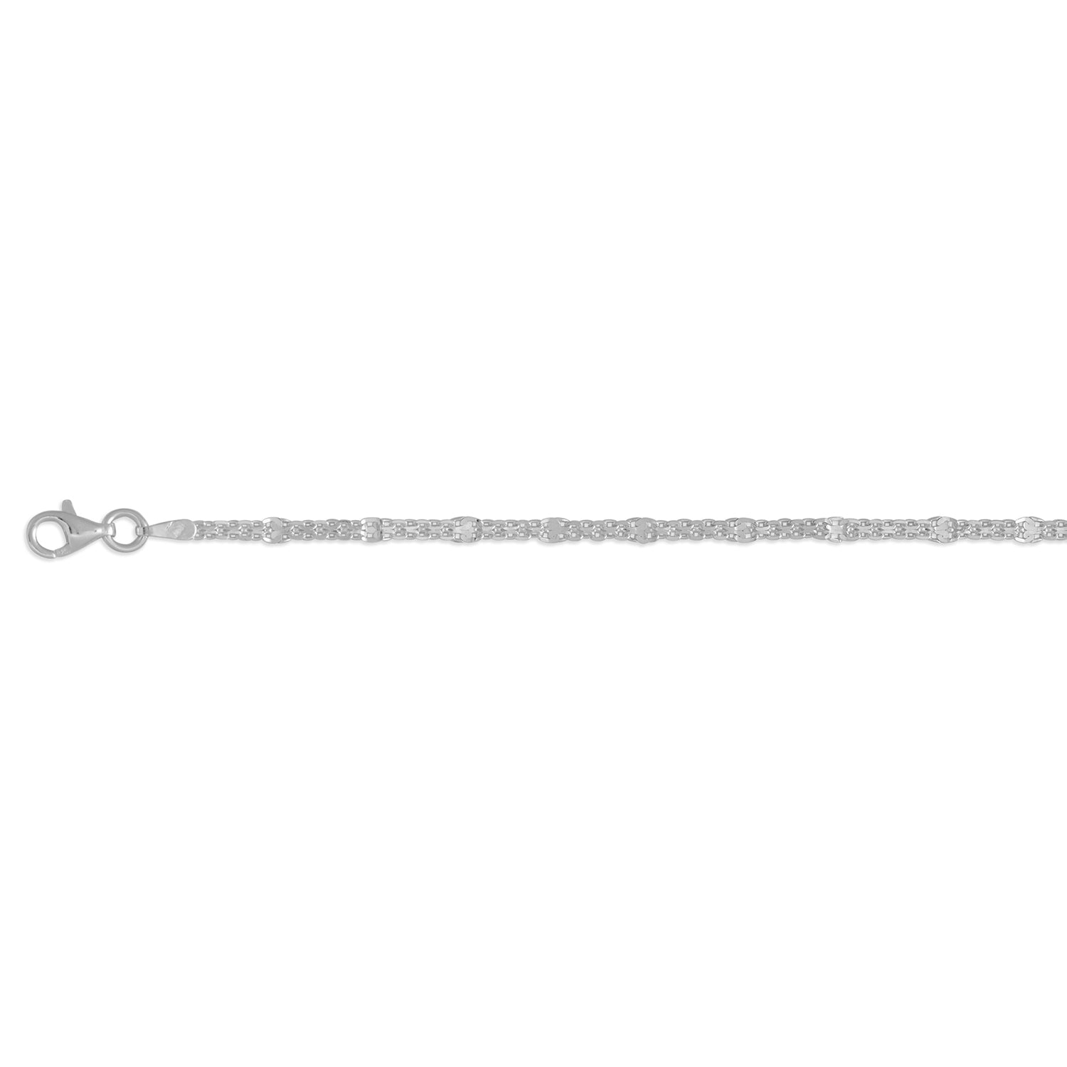 Italienische Bismark Pavé Kette, 925 Silber rhodiniert, 50cm - 4,11 Gramm