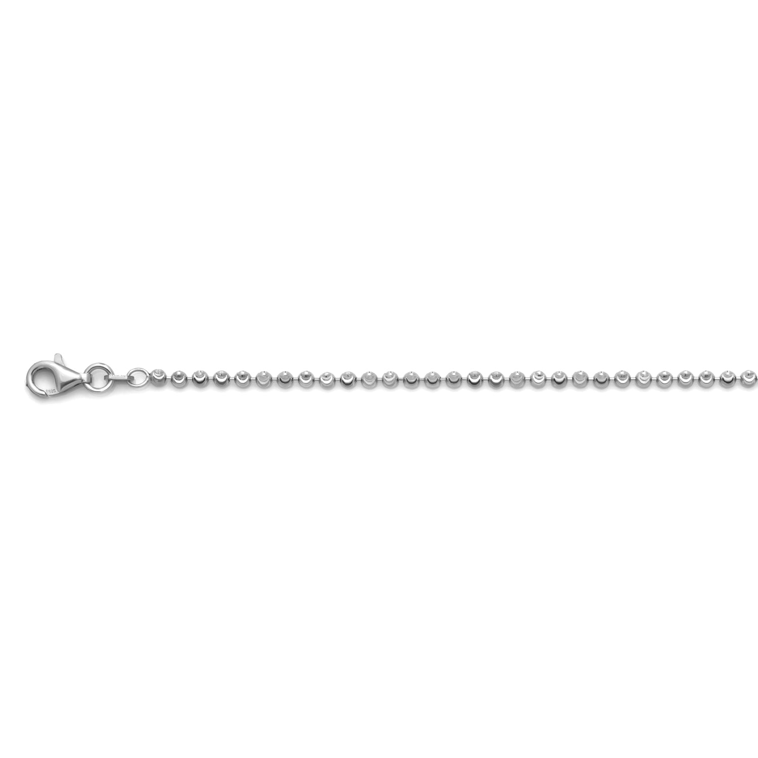 Italienische Diamantschliff Kugel Halskette, 925 Silber rhodiniert, 60 cm, ca. 7,06g