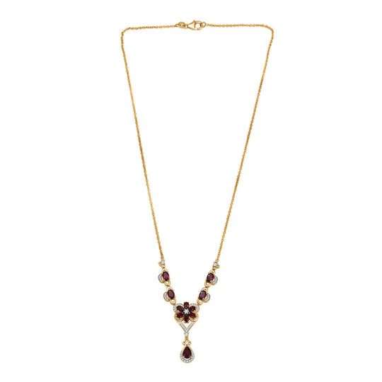 D'Joy Natürlicher Rhodolith Granat Halskette ca. 45 cm 925 Silber 750 Gelbgold Vermeil ca. 6.19 ct