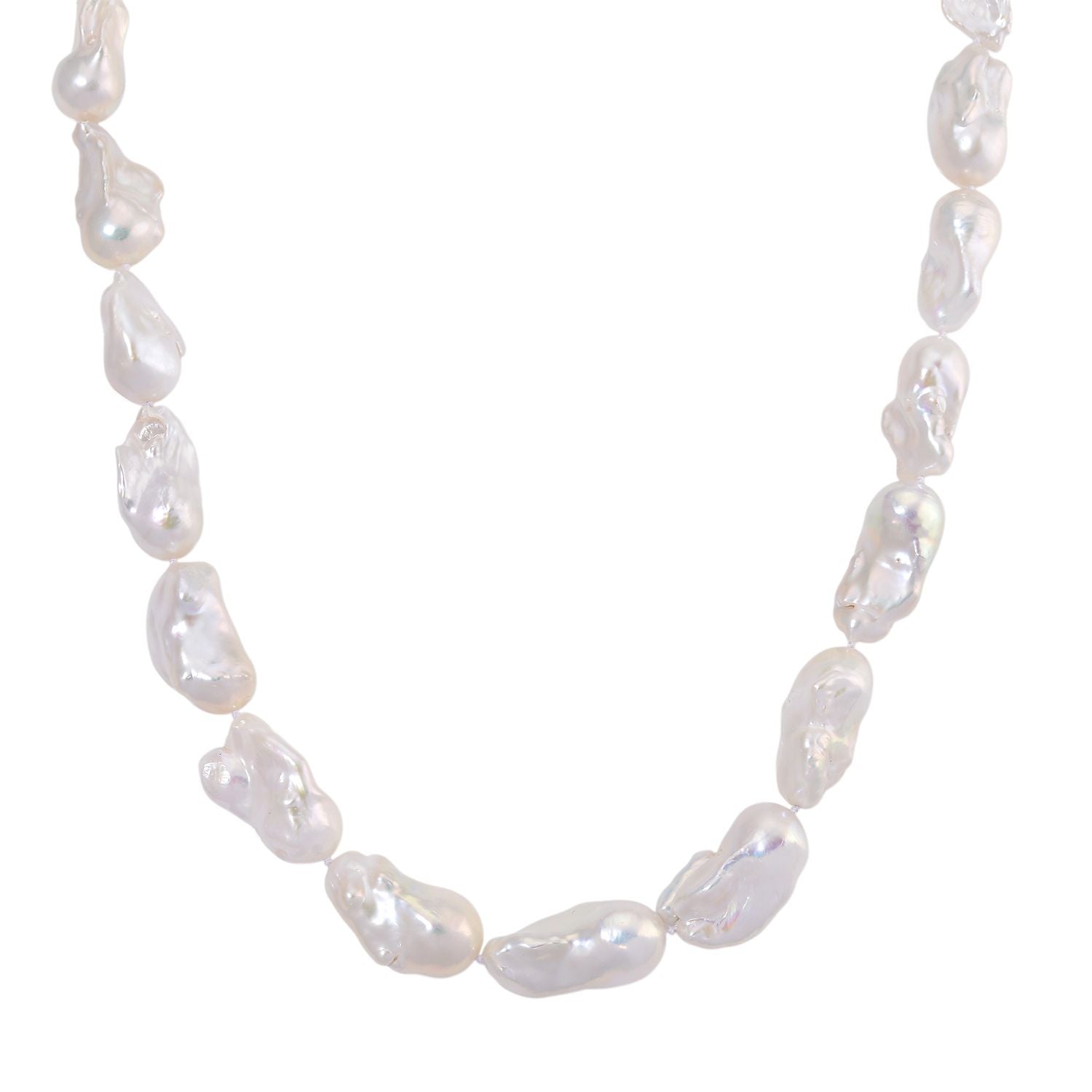 Exklusives Angebot- AAAA Weiße Barockperle (13-16 mm) Halskette ca. 50 cm 925 Silber vergoldet
