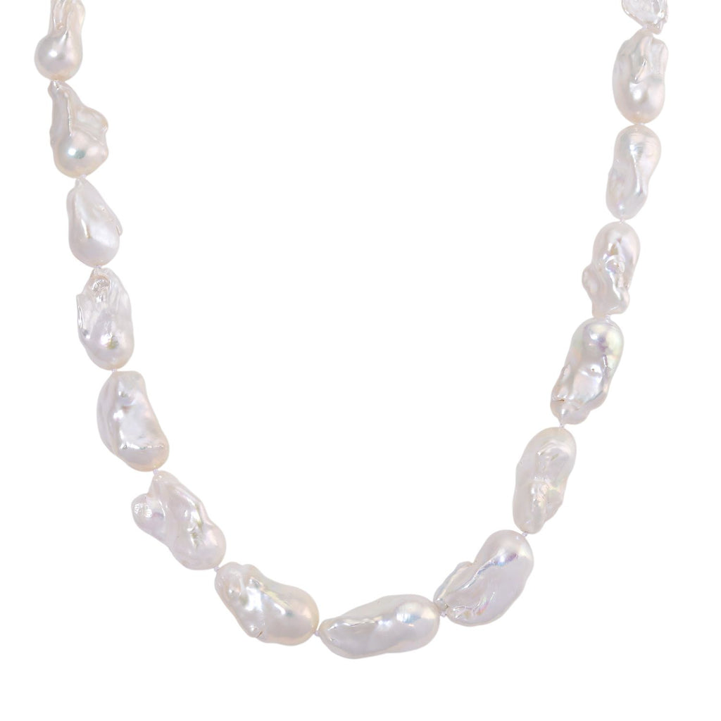 Exklusives Angebot- AAAA Weiße Barockperle (13-16 mm) Halskette ca. 50 cm 925 Silber vergoldet
