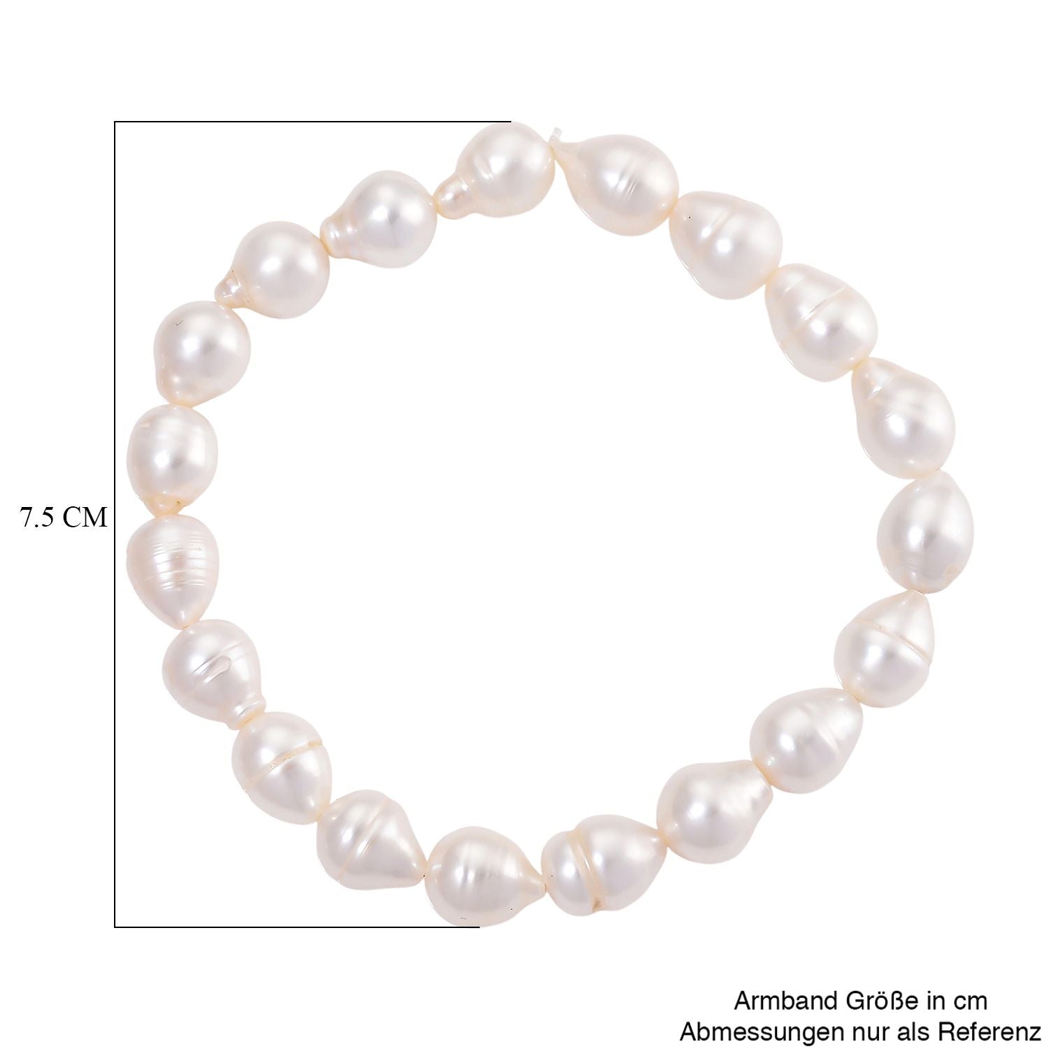 Weiße Süßwasser Perle (9-10 mm) Armband Flexibles