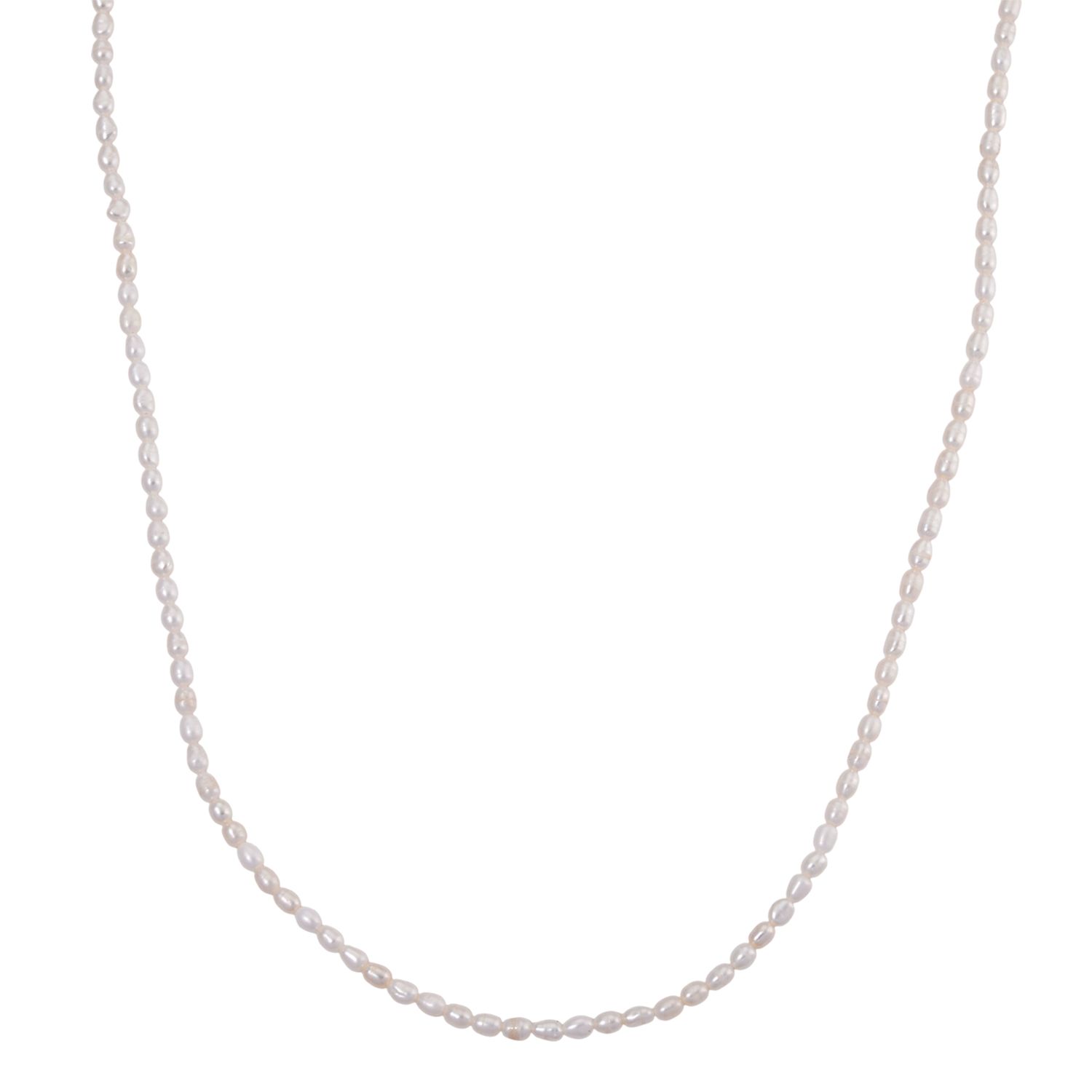 D'Joy AAA Weiße Süßwasser Perle (4-5 mm) Halskette ca. 45 cm mit 5 cm extender, 925 Silber vergoldet