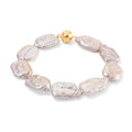 D'Joy Weiße Keshi Perle Armband ca. 19 cm 925 Silber vergoldet