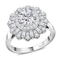 D'Joy Strontiumtitanat, Moissanit Ring 925 Silber Rhodiniert (Größe 17.00) ca. 2,89 ct