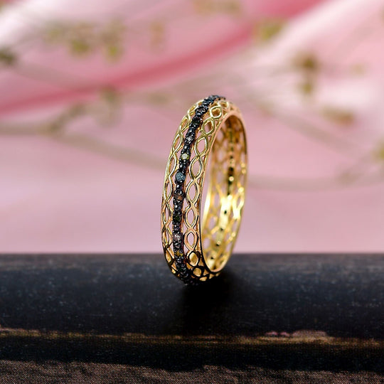 D'Joy Mehrfarbig Diamant Ring 925 Silber 750 Gelbgold Vermeil (Größe 21.00) ca. 0.15 ct