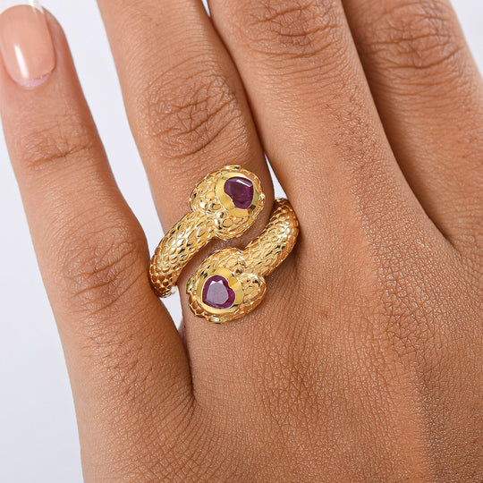 GP Trionfo Kollektion - Afrikanischer Rubin (Fissure gefüllt), Natürlicher Chromdiopsid Ring 925 Silber 750 Gelbgold Vermeil (Größe 20.00) ca. 1.71 ct