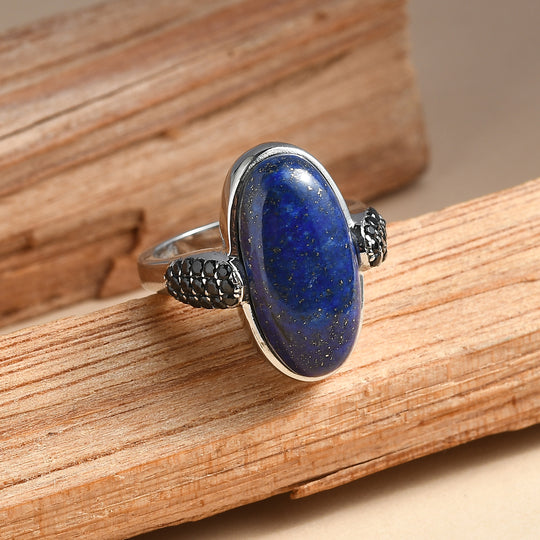 EVER TRUE Lapislazuli, Schwarzer Spinell Ring 316L Edelstahl (Größe 18.00) ca. 11.59 ct