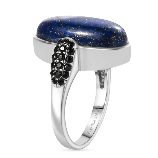 EVER TRUE Lapislazuli, Schwarzer Spinell Ring 316L Edelstahl (Größe 18.00) ca. 11.59 ct