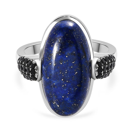 EVER TRUE Lapislazuli, Schwarzer Spinell Ring 316L Edelstahl (Größe 18.00) ca. 11.59 ct
