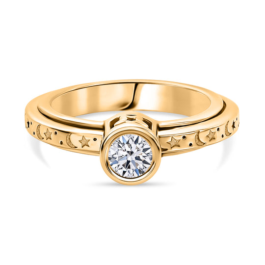 LUXURIANT DIAMOND - Lab Grown Diamant SI-GH Ring 925 Silber 750 Gelbgold Vermeil (Größe 17.00) ca. 0.50 ct