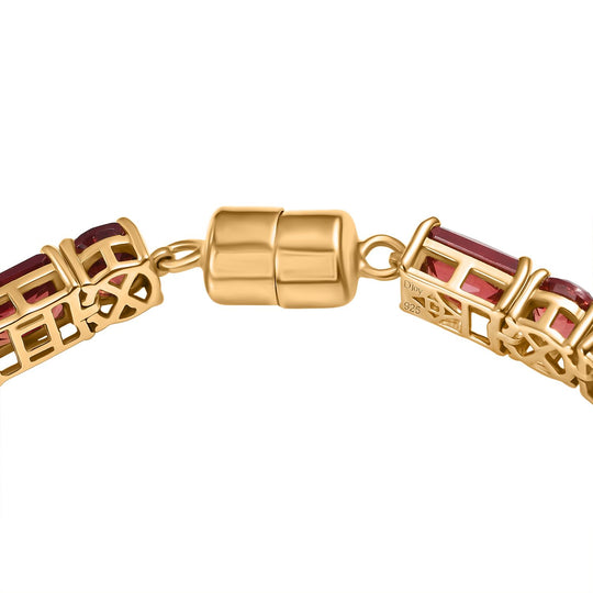 D'Joy Lab Grown Padparadscha-Saphir Armband ca. 19 cm 925 Silber 750 Gelbgold Vermeil ca. 41.38 ct