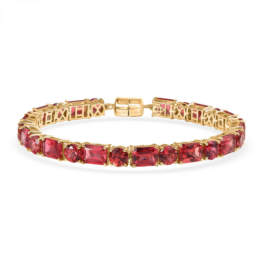 D'Joy Lab Grown Padparadscha-Saphir Armband ca. 19 cm 925 Silber 750 Gelbgold Vermeil ca. 41.38 ct