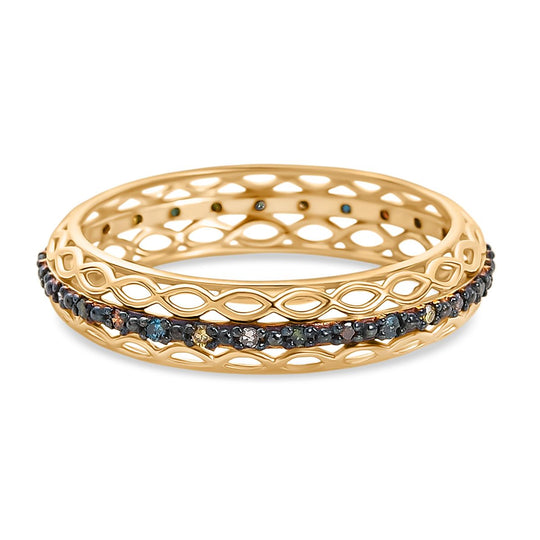 D'Joy Mehrfarbig Diamant Ring 925 Silber 750 Gelbgold Vermeil (Größe 21.00) ca. 0.15 ct