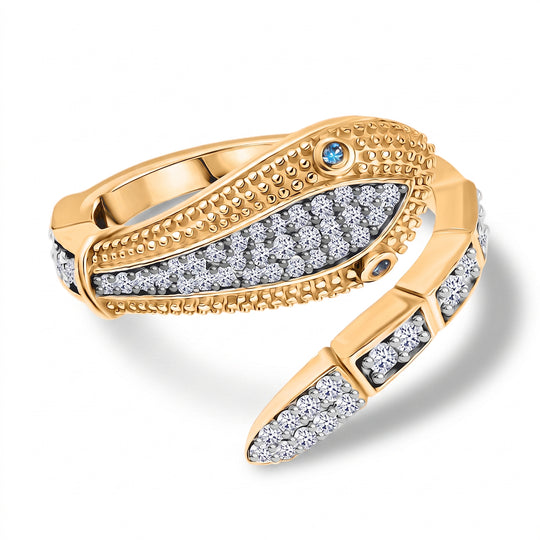 LUXURIANT SGL zertifizierter blauer und weißer SI-GH Labor Diamant Ring, 925 Silber rhodiniert - 0,50 ct.