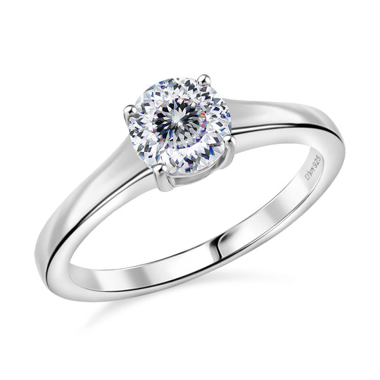 D'Joy 120 Facetten Moissanit Ring 925 Silber platiniert (Größe 20.00) ca. 0,78 ct