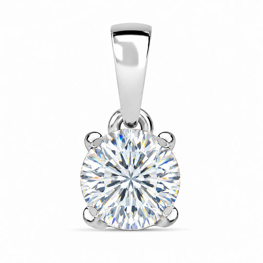 D'Joy 120 Facetten Moissanit Solitär Anhänger, 925 Silber vergoldet - 0,78 ct.
