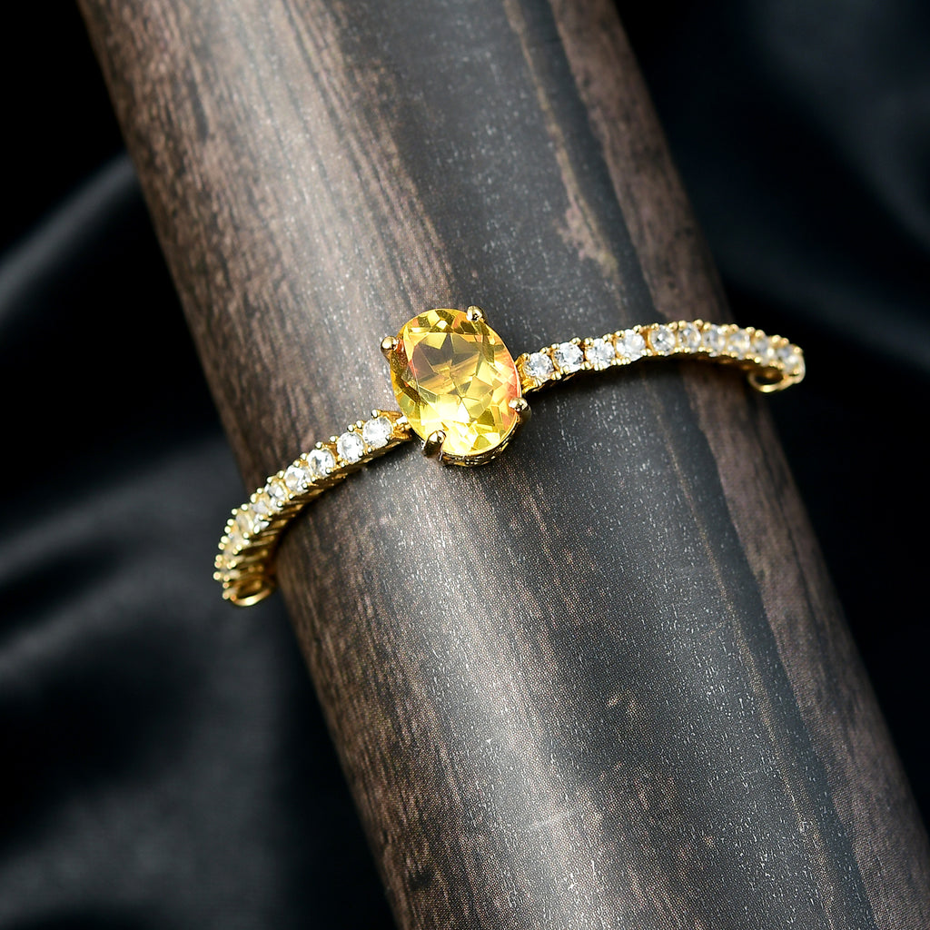 EVER TRUE Sphaleros Quarz, Weißer Zirkon Armband, flexibles (ca. 16.50 - 21.50 cm) Nickelfreies Messing ca. 4,15 ct.
